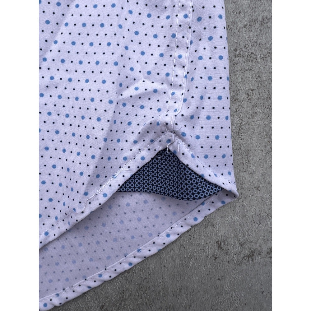 CONSTRUCT Slim Fit White Short Sleeve Button Up Shirt XL Blue Dot Lightweight - Picture 5 of 7